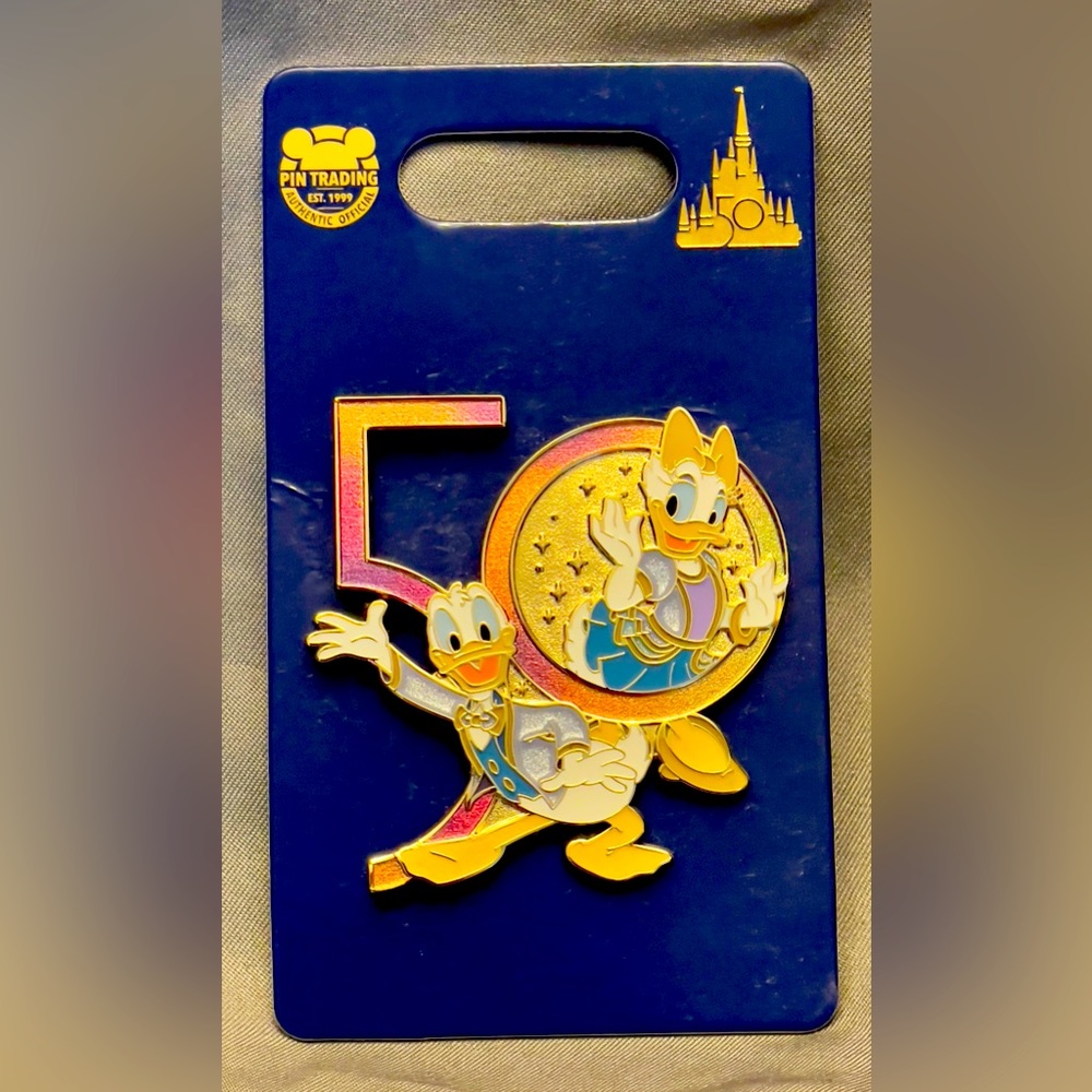 Donald & Daisy Disney's 50th Celebration Pin -NEW Authentic Park Merchandise